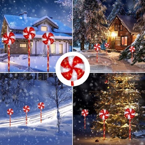 3 pcs/Lot Candy Lollipop Christmas Light Warm White Flashing Garden Pathway Lights Lawn Lamp Xmas Lighting Decoration - Product Image 5