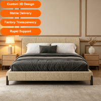 Base de Cama Queen Size de Estilo Moderno Personalizada con Cabecera, Construcción de Madera Sólida, Muebles Tapizados Cómodos para el Hogar