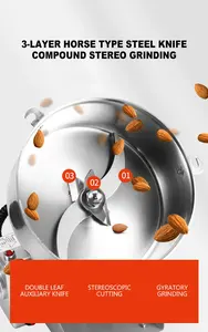 สวิงประเภท 2500G แบบพกพาเครื่องบดข้าวโพด Martensitic สแตนเลสไฟฟ้าสมุนไพรมิลเลอร์อาหารโรงสีเครื่องบด - Product Image 5