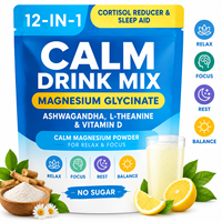 Mélange de Boissons au Magnésium Calm 12-en-1 Réducteur de Cortisol & Aide au Sommeil Glycinate de Magnésium Ashwagandha L-Théanine & Vitamines en Poudre