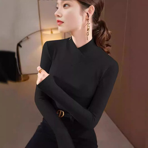 Women's High Neck Long Sleeve Base <b>Layer</b> <b>Top</b> Mustard Yellow Slim Fit Autumn Winter Warm Inner Wear Daily Leisure Wear - Product Image 2