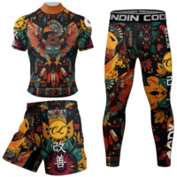 Cody Lundin vente en gros caoutchouc Anti-Stop BJJ MMA manches longues Rash Guard pantalon Shorts entraînement Compression ensemble
