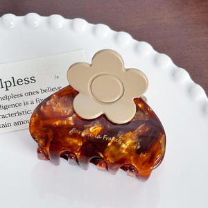 Kore tarzı yüksek kaliteli orta boy 5.7cm Tortoiseshell asetat ekleme saç tokası - Product Image 5