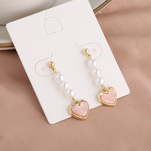 Kadınlar için moda pembe renk kalp inci küpeler bildirimi mizaç Dangle küpe - Product Image 2