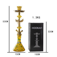 Tuyau de brûleur à mazout en verre de shisha de narguilé en forme d'aigle de style du Moyen-Orient avec double tuyau