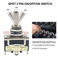 Interrupteurs à bascule étanches robustes 15A/250V 20A/125V AC, 3 positions SPST ON/OFF/ON