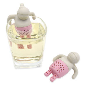 Grey Human Shape Food Grade Silicone Tea Infuser Cute Christmas Gift Brewing Tea Strainer <strong>for</strong> Tea Maker Cup Filter - Product Image 5