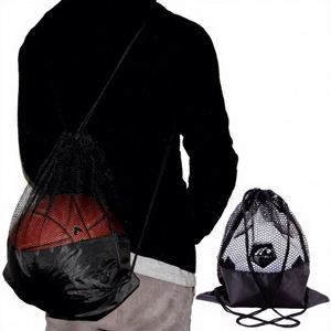 Large Capacity Outdoor Sports <b>Drawstring</b> <b>Backpack</b> Portable Football Net Pocket for Fitness Basketball Promotional Sportpack - Product Image 2