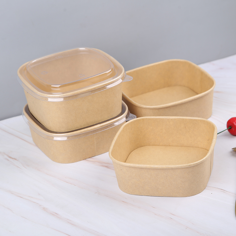 Disposable Square Bowl Waterproof Oil-Proof for Hot or Cold Food Healthy Paper Plates & Bowls