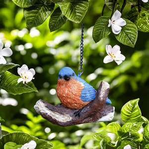Statue artisanale en résine personnalisée, motif petit oiseau bleu mignon, peinte à la main, pour décoration extérieure de jardin - Product Image 6