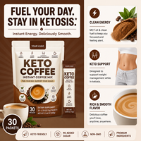 Mélange de café instantané Keto-compatible pour adultes, marque privée ODM OEM, complément alimentaire en poudre à base de plantes en sachet individuel, pour usage quotidien