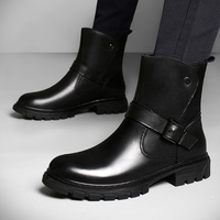 Bottes de travail et de moto pour homme en cuir pleine fleur, mi-mollet, pour l'hiver, grandes tailles, élégantes, pour l'extérieur
