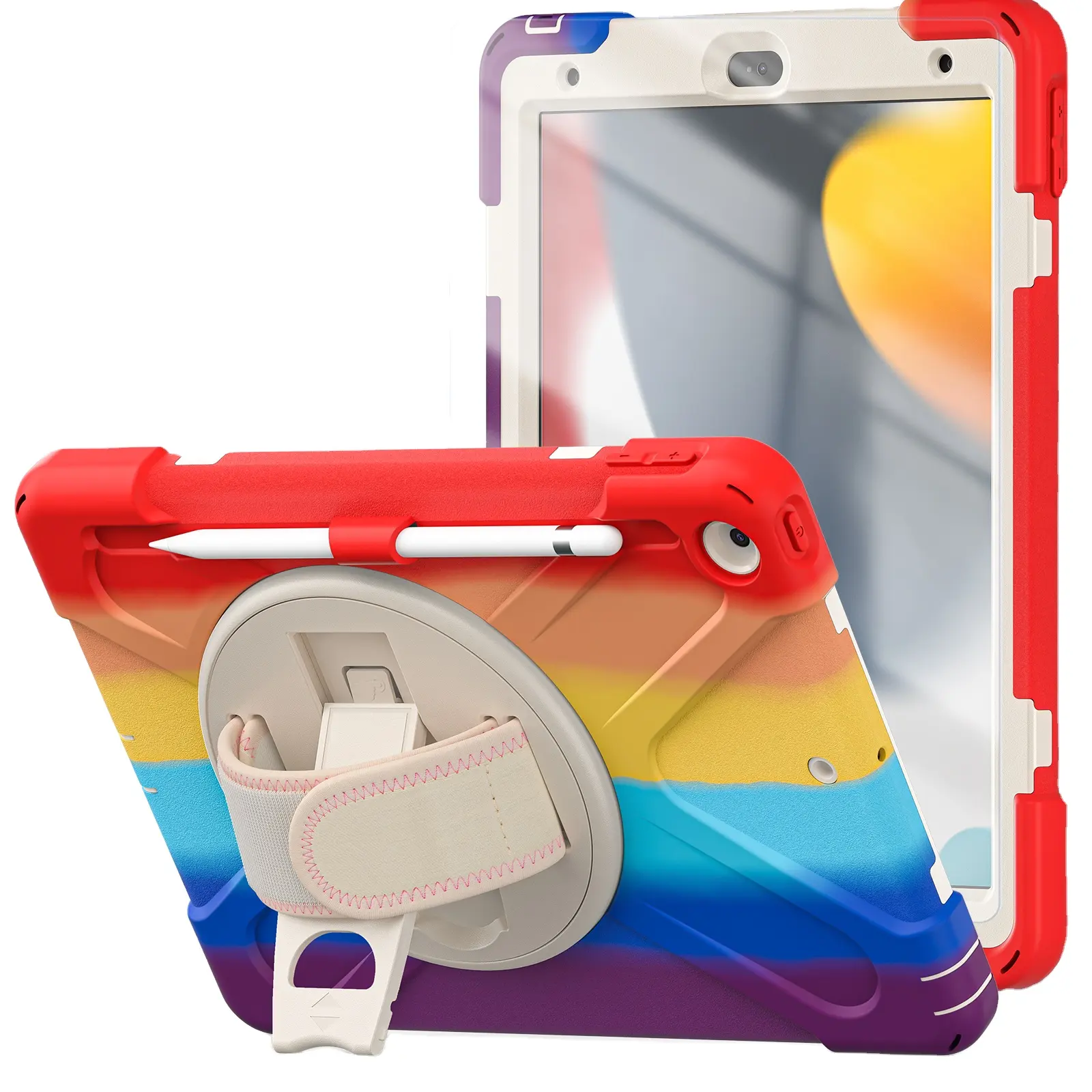 Casing Tablet PC Tahan Jatuh, Casing Tablet PC Tahan Banting Tugas Berat Silikon Warna-warni untuk iPad 10.2 2021 2020 8th Lipat 9th