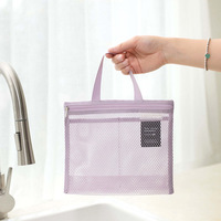 Pochette de toilette en maille à glissière de voyage Sac cosmétique en maille en nylon léger personnalisé