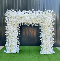 Articles de fête décorations roses en soie blanche fleurs artificielles toile de fond de mariage décoration de scène en arc pour mariage
