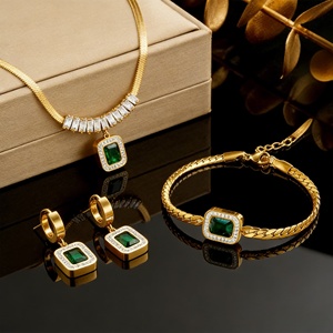 Women Dainty Jewelry <b>Set</b> Stainless Steel 18k Gold Zircon Heart Eye Layered Pendant Necklace Earrings <b>Bracelet</b> <b>Set</b> Waterproof - Product Image 5