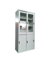Meubles de bureau, rangement de documents en métal, armoire de classement, option supérieure, 2 portes coulissantes en verre, classeurs en acier