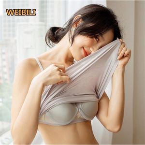 Sleeveless Undershirt Tank With Built-In Bra 2-IN-1 Camisoles Casual Fashion <strong>Vest</strong> for Girls - Product Image 1