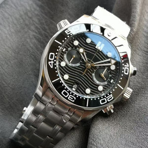 Montre de plongée mécanique de luxe 44 mm, mouvement d'usine 9900, étanche, lunette en céramique noire, chronographe 300 m, réserve de marche, montre noire - Product Image 1