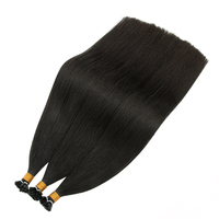Extensions de cheveux naturels 100% vierges européens Remy double drawn, noirs, pré-collés à la kératine, micro-pointes en forme de clou