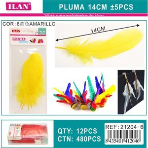 Piuma di gallinaccia ILAN 14 cm gialla per decorazioni artigianali e progetti artistici fai da te - Product Image 3