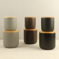 Pot de rangement avec couvercle en bambou et joint en silicone, récipient alimentaire de cuisine, pot à bougie moderne et minimaliste avec couvercle en bambou