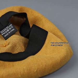 หมวกเบเร่ต์ผ้าลินินถักแบบระบายอากาศสำหรับผู้หญิง สีพื้น สไตล์ลำลอง แฟชั่นทันสมัย คอลเลคชั่นใหม่รับซัมเมอร์ - Product Image 4