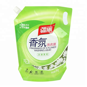 custom printed laundry detergent powder packing plastic doypack spout bag with screw cap