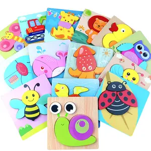 Cartoon Dier 3d Houten Baby Puzzel Gim Voor Kinderen