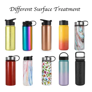 40oz Double Wall Water Bottle Stainless Steel Flask Gym Sports Bottle With Handle Lid 14oz 18oz 22oz 32oz 40oz 64oz