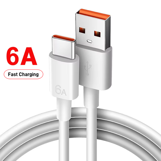 120W 6A Fast Charger Type-C USB Cable Quick Flash Xiaomi Turbo Fast Charging Charge Date Cables for Android Micro Phone