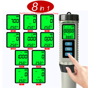 ปากกาวัดคุณภาพน้ำ 8 in 1 ยี่ห้อ OEM วัดค่า pH TDS EC ความเค็ม คลอรีน อุณหภูมิ อเนกประสงค์ สำหรับสระว่ายน้ำ สปา และตู้ปลา - Product Image 2