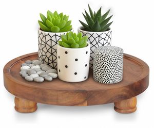 Piédestal de table d'exposition multifonctionnel moderne en bois d'acacia pour cosmétiques savons parfums bougies maison hôtels utilisation dans le jardin - Product Image 1