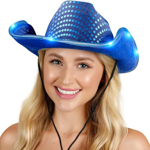 Sombrero Vaquero Occidental Brillante con Lentejuelas LED de Colores y Luces para Fiesta de Carnaval - Product Image 3