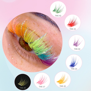 Màu Sắc Cụm Lông Mi Không Có Công Cụ Sợi Tổng Hợp Ban Nhạc Trong Suốt Đầy Màu Sắc Tự Làm Lông Mi Mở Rộng - Product Image 3