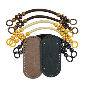 Sac à main vintage europé<span class=keywords><strong>en</strong></span> et américain <span class=keywords><strong>en</strong></span> <span class=keywords><strong>cuir</strong></span> PU imperméable avec accessoires perlés, poignée <span class=keywords><strong>en</strong></span> perles de bois, sac à main tissé DIY - Product Image 5