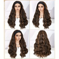 gros instantané Wear Cap perruque cheveux synthétiques boucles profondes imprimé léopard bandeau perruque pour les femmes noires