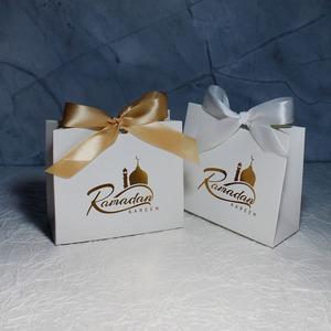 Ramadan Kareem Gift Boxes Satin Bows <strong>Mosque</strong> &amp; Crescent Themed Favor <strong>Containers</strong>, Ramadan Festive Iftar/Suhur Gift Bags - Product Image 3