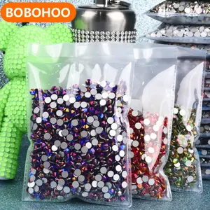BOBOHOO 도매 AB 크리스탈 컷 실버 플랫백 모조 다이아몬드 일반 색상 유리 모조 다이아몬드 비 핫픽스