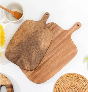 Coupeur de bois d'acacia en noyer gravé de cuisine, planche à découper en bois personnalisable