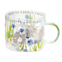 Tasse à eau en verre imprimé à haute teneur en borosilicate résistant à la chaleur et au froid avec poignée de conception originale