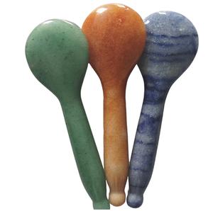 Cuillère Gua Sha en jade aventurine naturel poli pour les soins de la peau - Product Image 1