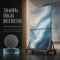 Mur vidéo LED intérieur pliable Full HD UHD 3840Hz à haute fréquence de rafraîchissement P1.86 avec HDR10, luminosité de 1200 cd et garantie de 2 ans