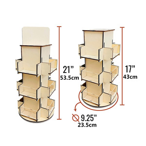 3 livelli girevole in legno Display Stand Multi tasca biglietto di auguri adesivo porta foto <span class=keywords><strong>per</strong></span> negozio al dettaglio artigianato vetrina - Product Image 2