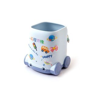 Cartoon Car Pen Holder Storage <b>Box</b> Square <b>Plastic</b> Desktop Organizer For Kids With DIY Stickers <b>Large</b> Capacity New Style - Product Image 4
