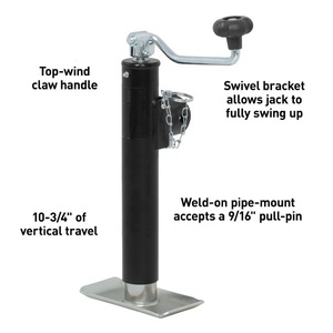 Cric <span class=keywords><strong>de</strong></span> <span class=keywords><strong>remorque</strong></span> léger 2000 lb avec <span class=keywords><strong>plaque</strong></span> <span class=keywords><strong>de</strong></span> support, course <span class=keywords><strong>de</strong></span> 10 po, finition noire pour <span class=keywords><strong>remorque</strong></span> utilitaire - Product Image 2