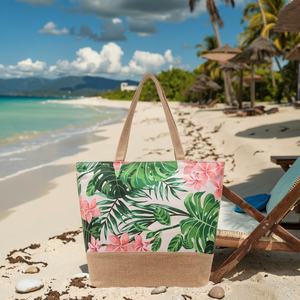 女式休闲大容量手提包沙滩包简单手提包双手柄开合烫印工艺 - Product Image 1