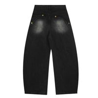 Jean large pour homme, coupe baggy, effet usé, brodé, style Y2K streetwear, avec patchs délavés, broderies étoile, soleil, cœur