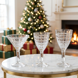 Crystal Coast Classic Embossed Handmade Cocktail Glass 201-300ml Long Stem <b>Wine</b> <b>Goblet</b> for Party Use - Product Image 3