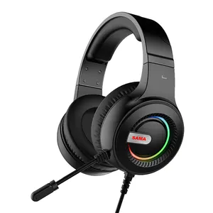 SAMA-auriculares por encima de la oreja para Gaming, luces LED de 50MM, para buceador, 3,5mm, con cable USB, para PC, Gamer Studio, e-sports